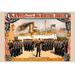 Buyenlarge Stage Play of Dewey w/ His Sailors in Front of Battleship Olympia - Graphic Art Print in Black/Orange | 44 H x 66 W x 1.5 D in | Wayfair