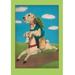 Buyenlarge Dog on a Hobby Horse Painting Print in Blue/Brown/Green | 42 H x 28 W x 1.5 D in | Wayfair 0-587-11818-0C2842