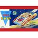 Buyenlarge Friction Powered Space Ship SS-18 - Advertisement Print in Blue/Red | 20 H x 30 W x 1.5 D in | Wayfair 0-587-24968-4C2030