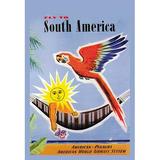 Buyenlarge 'Fly to South America by Jean Dubois' Vintage Advertisement in Red/Yellow | 66 H x 44 W x 1.5 D in | Wayfair 0-587-00250-6C4466