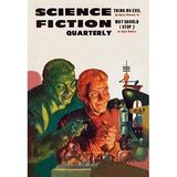 Buyenlarge Science Fiction Quarterly: Diabolical Scheming Vintage Advertisement in Green/Orange | 42 H x 28 W x 1.5 D in | Wayfair