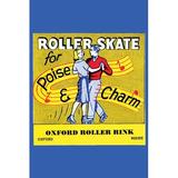 Buyenlarge 'Roller Skate - Poise & Charm' Vintage Advertisement in Blue/Red/Yellow | 42 H x 28 W x 1.5 D in | Wayfair 0-587-26280-xC2842