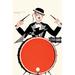 Buyenlarge 'Deco Drummer' by Hertze Graphic Art in Black/Red | 42 H x 28 W x 1.5 D in | Wayfair 0-587-27574-xC2842