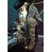 Buyenlarge Santa Crouches on the Roof w/ an Armful of Toys by Balfour Painting Print in Black/Blue | 66 H x 44 W x 1.5 D in | Wayfair