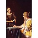 Buyenlarge 'Mistress & Maid' by Johannes Vermeer Painting Print in Black/Brown/Yellow | 42 H x 28 W x 1.5 D in | Wayfair 0-587-26338-5C2842