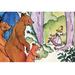 Buyenlarge 'Goldilocks Flees' by Julia Letheld Hahn Painting Print in Blue/Brown/Green | 28 H x 42 W x 1.5 D in | Wayfair 0-587-27556-1C2842