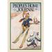 Buyenlarge Dangerous Skiing w/ the Puppy by Harrison McCreary Framed Vintage Advertisement in Gray/Indigo | 42 H x 28 W x 1.5 D in | Wayfair
