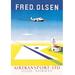 Buyenlarge 'Fred. Olsen Airtransport Ltd. Oslo - Norway by Axel Andersen' Vintage Advertisement Canvas in Blue/Yellow | Wayfair 0-587-00254-9C2842