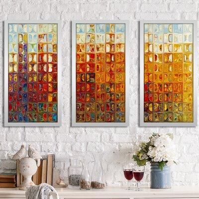 Picture Perfect International "Tile Art 1 2015 Max" by Mark Lawrence 3 Piece Framed Graphic Art Set /Acrylic in Green/Orange | Wayfair