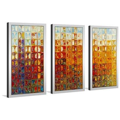 Picture Perfect International "Tile Art 1 2015 Max" by Mark Lawrence 3 Piece Framed Graphic Art Set /Acrylic in Green/Orange | Wayfair