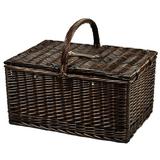 Arlmont & Co. Picnic Basket w/ Coffee Set Cotton Canvas in Black/Brown | 16 H x 20 W x 13.5 D in | Wayfair FRPK1517 42688852