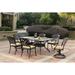 Fleur De Lis Living Campton 7-Piece Patio Dining Set w/ Cushions & 42 x 72" Rectangular Dining Table Metal in Brown | Wayfair