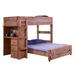 Harriet Bee Chumbley Twin Over Full L-Shaped Bunk Bed w/ Desk Wood in Brown/Green, Size 62.0 H x 80.0 W x 80.0 D in | Wayfair HBEE7222 42379548