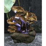 Hi-Line Gift Ltd. Fiber & Resin Water Lily Leaves Fountain w/ LED Light | 11 H x 10 W x 7 D in | Wayfair 79464