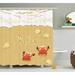 Highland Dunes Lucile Funny Summer Card w/ Cute Crabs on The Beach Holiday Theme Print Single Shower Curtain Polyester | 84 H x 69 W in | Wayfair