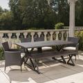 Highland Dunes Kiser Rectangular 6 - Person 70.5" Long Outdoor Dining Set w/ Cushions Metal in Brown | Wayfair HIDN1553 45241579