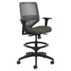 HON Solve Series Mesh Drafting Chair Upholstered, Wood in Black/Gray | 53 H x 29.75 W x 28.75 D in | Wayfair HSLVSR.Y1.A.H.0S.COMP10.BL.SB