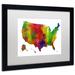 Trademark Fine Art 'USA Map Clr-1' Matted Framed Graphic Art Canvas, Wood | 11 H x 14 W x 0.5 D in | Wayfair MW0188-B1114MF