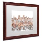 Trademark Fine Art 'Anchorage Alaska Skyline Brick' Matted Framed Graphic Art Canvas, Wood | 11 H x 14 W x 0.5 D in | Wayfair MW0230-W1114MF