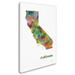 Trademark Fine Art 'California State Map-1' Graphic Art on Wrapped Canvas Metal | 32 H x 22 W x 2 D in | Wayfair MW0275-C2232GG