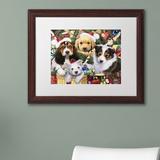 Trademark Fine Art Jenny Newland Puppy Surprise - Picture Frame Print on Canvas Canvas, Wood | 13.8 H x 16.8 W x 0.75 D in | Wayfair