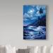 Trademark Fine Art 'Waves Under the Moon 16' Oil Painting Print on Wrapped Canvas in White | 47 H x 30 W x 2 D in | Wayfair ALI20382-C3047GG