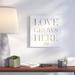 Ivy Bronx Love Grows Here Gold - Textual Art Print on Canvas Canvas, Wood in White | 12 H x 12 W x 1.5 D in | Wayfair IVBX1587 41380114