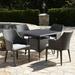 Ivy Bronx Backlund Outdoor Wicker Square 5 Piece Dining Set w/ Cushions Wicker/Rattan in Gray | 28.35 H x 36.6 W x 36.6 D in | Wayfair