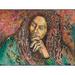 Ivy Bronx 'Bob Marley' Acrylic Painting Print on Canvas Metal in Blue/Brown/Pink | 30 H x 40 W x 1.5 D in | Wayfair IVBX4783 44028665