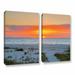 ArtWall Sanibel Sunrise Iv by Steve Ainsworth 2 Piece Photographic Print on Wrapped Canvas Set Metal in Orange/White | 24 H x 32 W x 2 D in | Wayfair