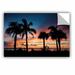 ArtWall ArtApeelz Tropical Sunset Ii by Steve Ainsworth Photographic Print on Canvas in Black/Blue/Orange | 16 H x 24 W x 0.1 D in | Wayfair