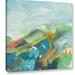 Latitude Run® 'No Boundaries 3' by Jan Weiss Painting Print on Wrapped Canvas in Blue/Green/Yellow | 14 H x 14 W x 2 D in | Wayfair