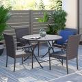 Wade Logan® Annalysa Alysta Outdoor Wicker 5 Piece Dining Set Metal/Wicker/Rattan in Black/Brown | Wayfair LDER3907 42418970