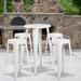 Latitude Run® Colbert 30" Round Metal Indoor-Outdoor Bar Table Set w/ 4 Square Seat Backless Stools Metal in White | 41" H x 24" W x 24" L | Wayfair