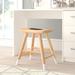 Union Rustic Dillsburg Solid Wood Accent Stool Wood/Upholstered in Brown/White | 18 H x 18 W x 14 D in | Wayfair LNPK8855 39858568