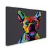 Latitude Run® French Bulldog Gray Graphic Art on Wrapped Canvas Metal in Green/Red/Yellow | 24 H x 32 W x 2 D in | Wayfair LTRN7932 30965585