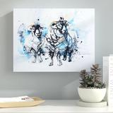Latitude Run® Sheep 11 Painting Print on Wrapped Canvas in Black/Blue | 14 H x 18 W x 2 D in | Wayfair LTRN6495 30805419