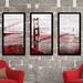 Latitude Run® Golden Gate Bridge 2' Framed Graphic Art on Canvas Print on Canvas Multi-Piece Image on Acrylic in Gray/Red | Wayfair