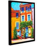 Latitude Run® French Real Estate Framed Painting Print Canvas in Blue/Orange/Red | 18 H x 14 W x 2 D in | Wayfair LTRN6517 30805495