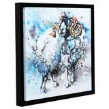 Latitude Run® Sheep 10 V2 Framed Painting Print Canvas in Blue/Gray/Orange | 14 H x 14 W x 2 D in | Wayfair LTRN6754 30806371