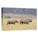 East Urban Home Tanzania Ngorongoro Crater Black Rhinoceros & Calf Crossing Savannah - Wrapped Canvas Photograph Print Canvas in Gray | Wayfair