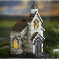 Plow & Hearth Miniature Church Fairy Garden Resin/Plastic | 15 H x 7.75 W x 10 D in | Wayfair 54485