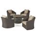 Red Barrel Studio® Paxson 5 Piece Rattan Multiple Chair Seating Group w/ Cushions in Brown/Gray/Green | Outdoor Furniture | Wayfair