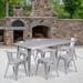 Flash Furniture Benny Commercial Grade 31.5" x 63" Rectangular Metal Indoor-Outdoor Table Set w/ 6 Arm Chairs Metal in Gray | Wayfair