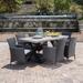 17 Stories Advika Outdoor 7 Piece Dining Set w/ Cushions Stone/Concrete in Black/Gray | 30 H x 65 W x 30 D in | Wayfair STSS5105 41062361