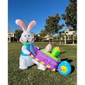 The Holiday Aisle® Long Easter Rabbit Pushing Wheelbarrow w/ Eggs Inflatable Polyester | 47.2 H x 26.8 W x 56.7 D in | Wayfair THDA5079 42693362