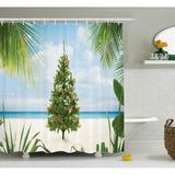 The Holiday Aisle® Christmas Holiday Party Tree Single Shower Curtain Polyester | 84 H x 69 W in | Wayfair THLA2014 39393963