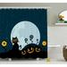 The Holiday Aisle® Cat Kitty Under Moon Halloween Shower Curtain + Hooks Polyester | 70 H x 69 W in | Wayfair THLA2050 39394073
