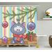 The Holiday Aisle® Christmas Kitten Gift & Tree Single Shower Curtain Polyester | 75 H x 69 W in | Wayfair THLA1985 39393875