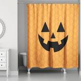 The Holiday Aisle® O'Lantern Single Shower Curtain Polyester in Brown | 71 H x 74 W in | Wayfair THDA6572 43221706